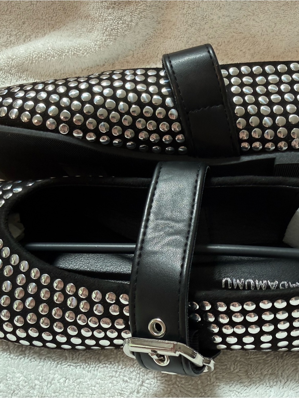 Black Studded Mary Jane Flats with Buckle Strap. Bundle shoes for deep discounts - Picture 7 of 8
